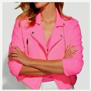 Generation Love Colleen Crepe Moto Jacket Blazer in Ultra Pink Size XS NWT